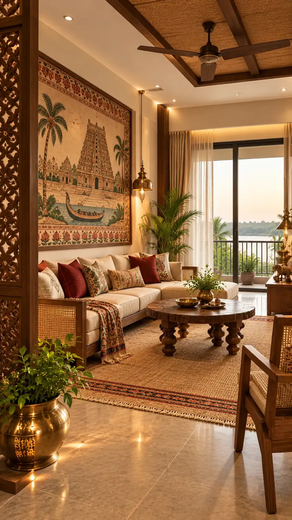 Andhra Pradesh-inspired interior with a regional landmark